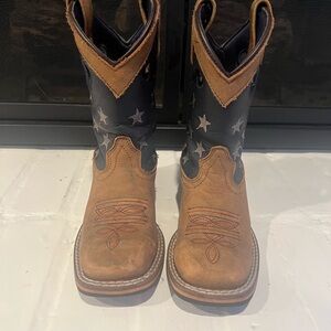 Brown and Blue Star Cowboy Boots